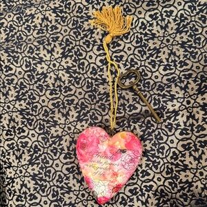 Floral Heart Ornament with Key. Beautiful gift for a special friend